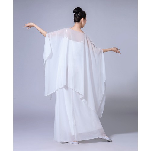 Women's Chinese folk dance dresses for female china style white color traditional classical zither performance fairy princess drama cosplay dress